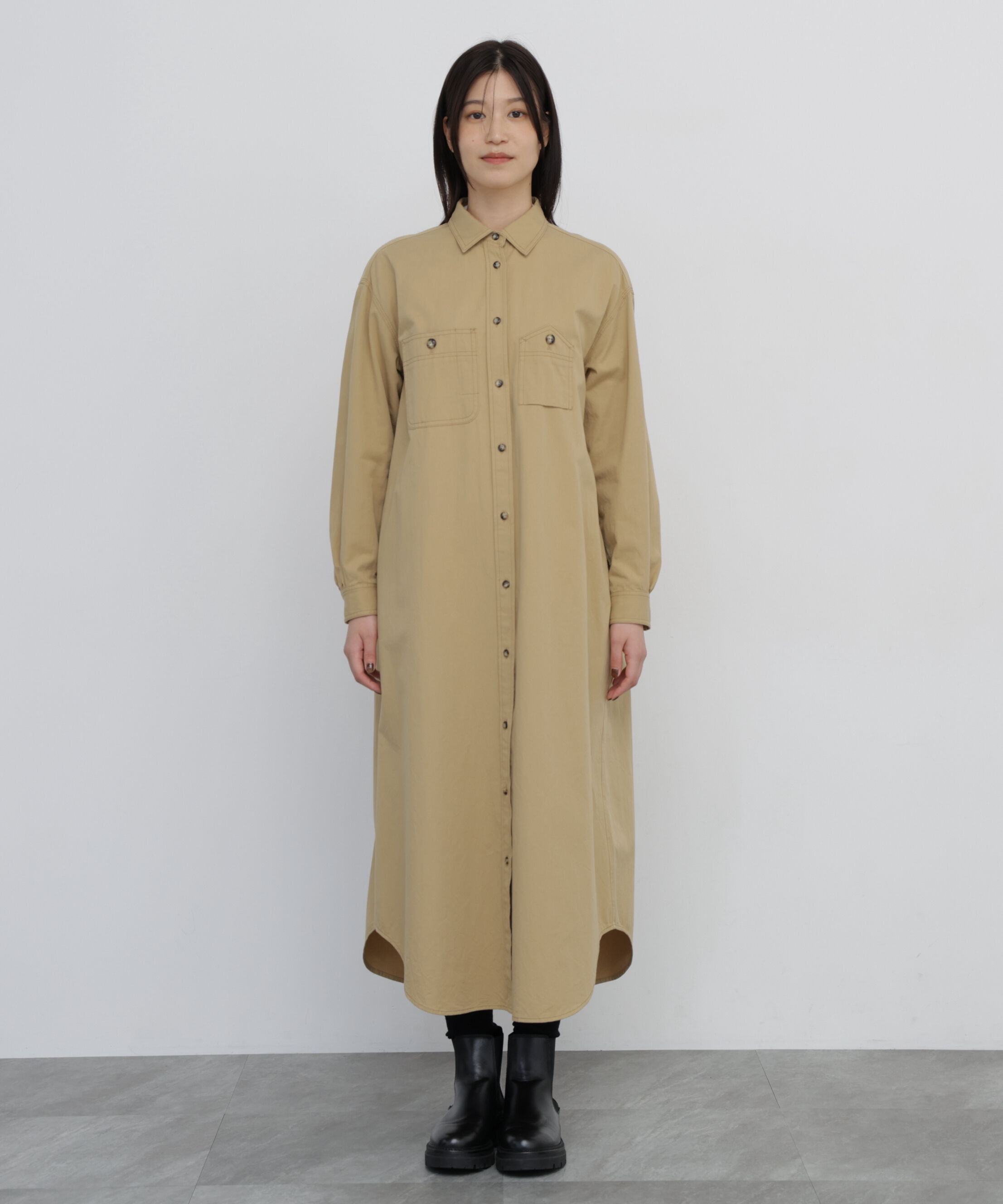  「◆ツイルワッシャーシャツワンピース」|ワンピース|
