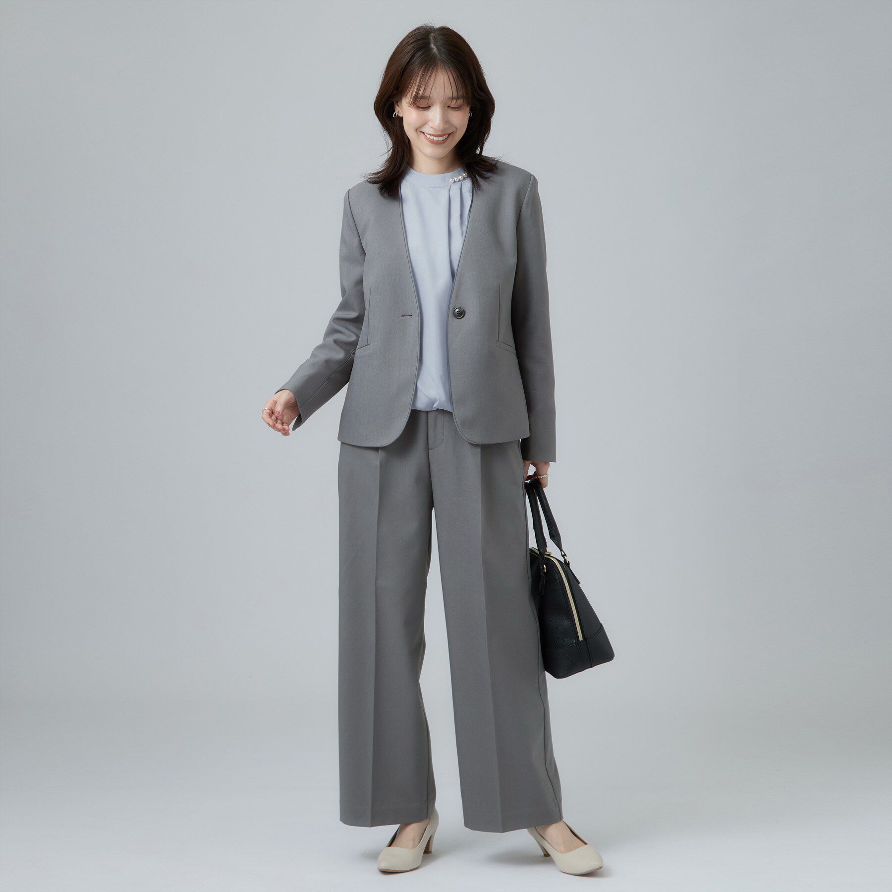SHOO･LA･RUE「【通勤/セットアップ可/洗濯機可】すっきり好印象 ノーカラージャケット」|ノーカラージャケット|