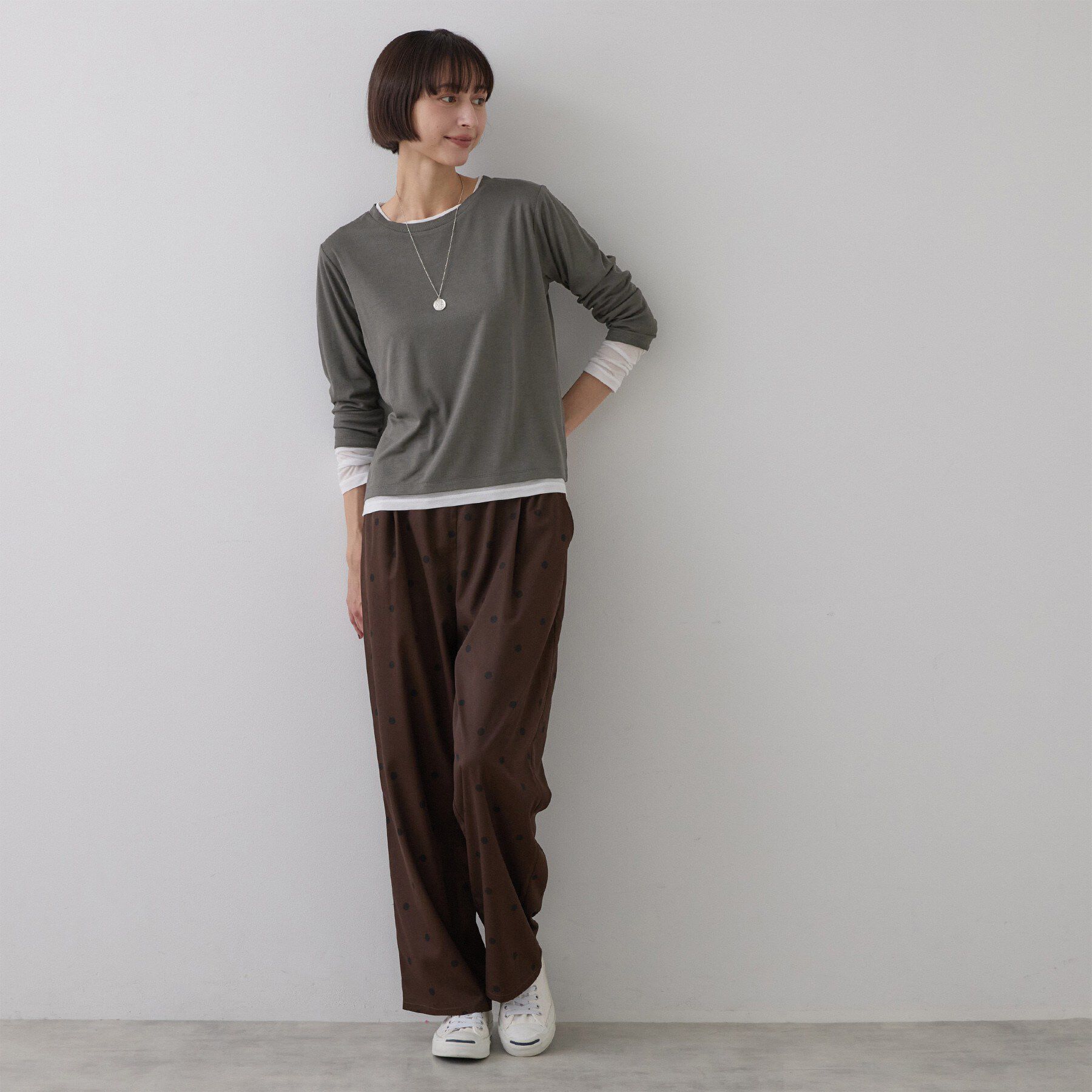 Dessin「【秋レイヤード/調温機能】シアーリブプルオーバー」|Tシャツ・カットソー|