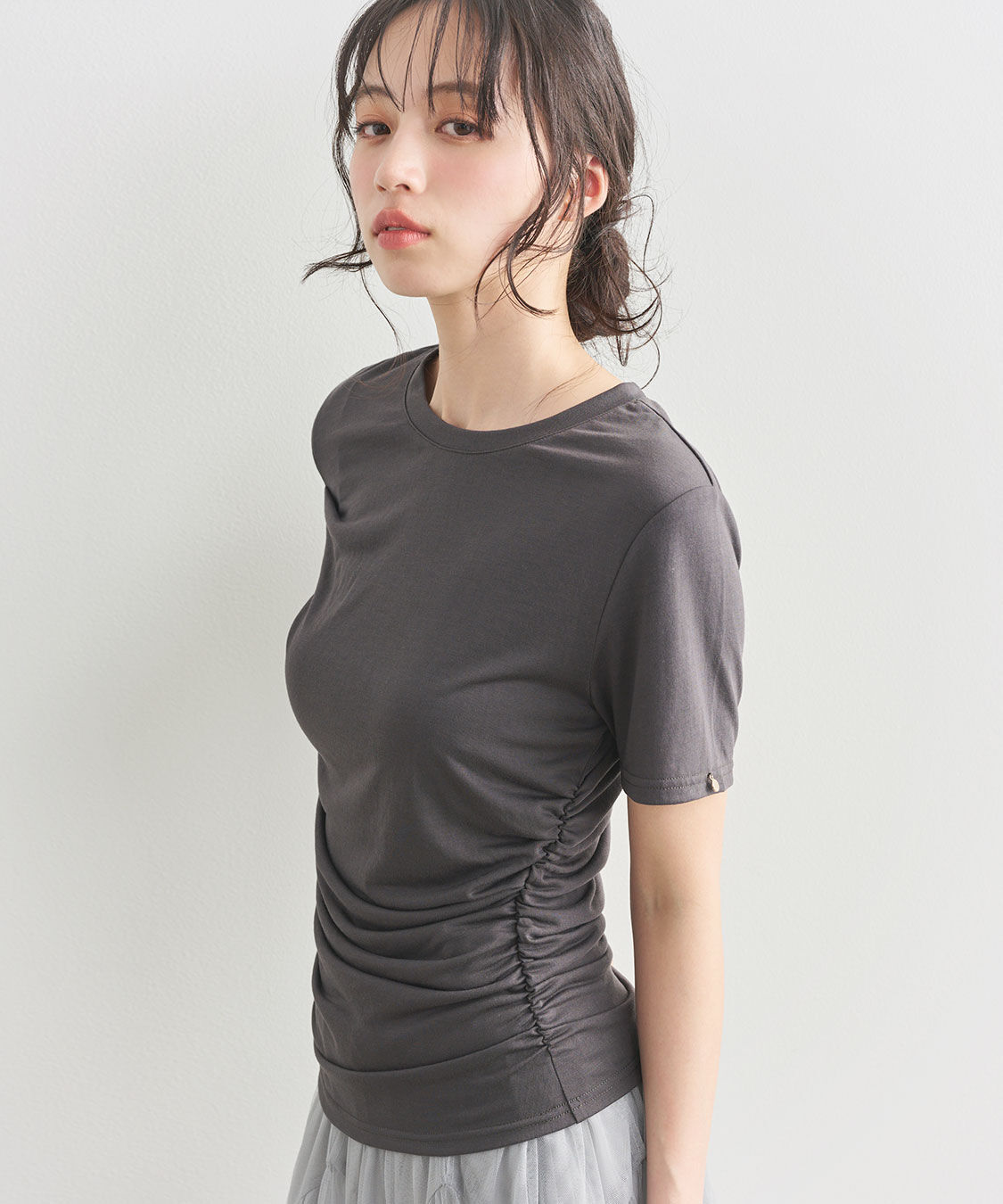 COCO DEAL「ギャザークルーネックＴシャツ」|Tシャツ・カットソー|