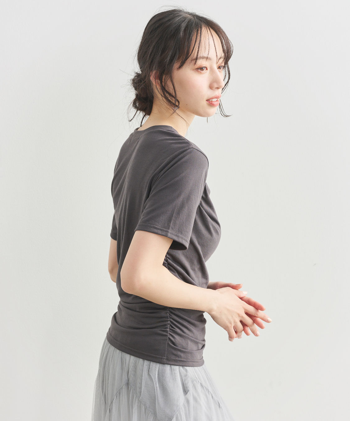 COCO DEAL「ギャザークルーネックＴシャツ」|Tシャツ・カットソー|