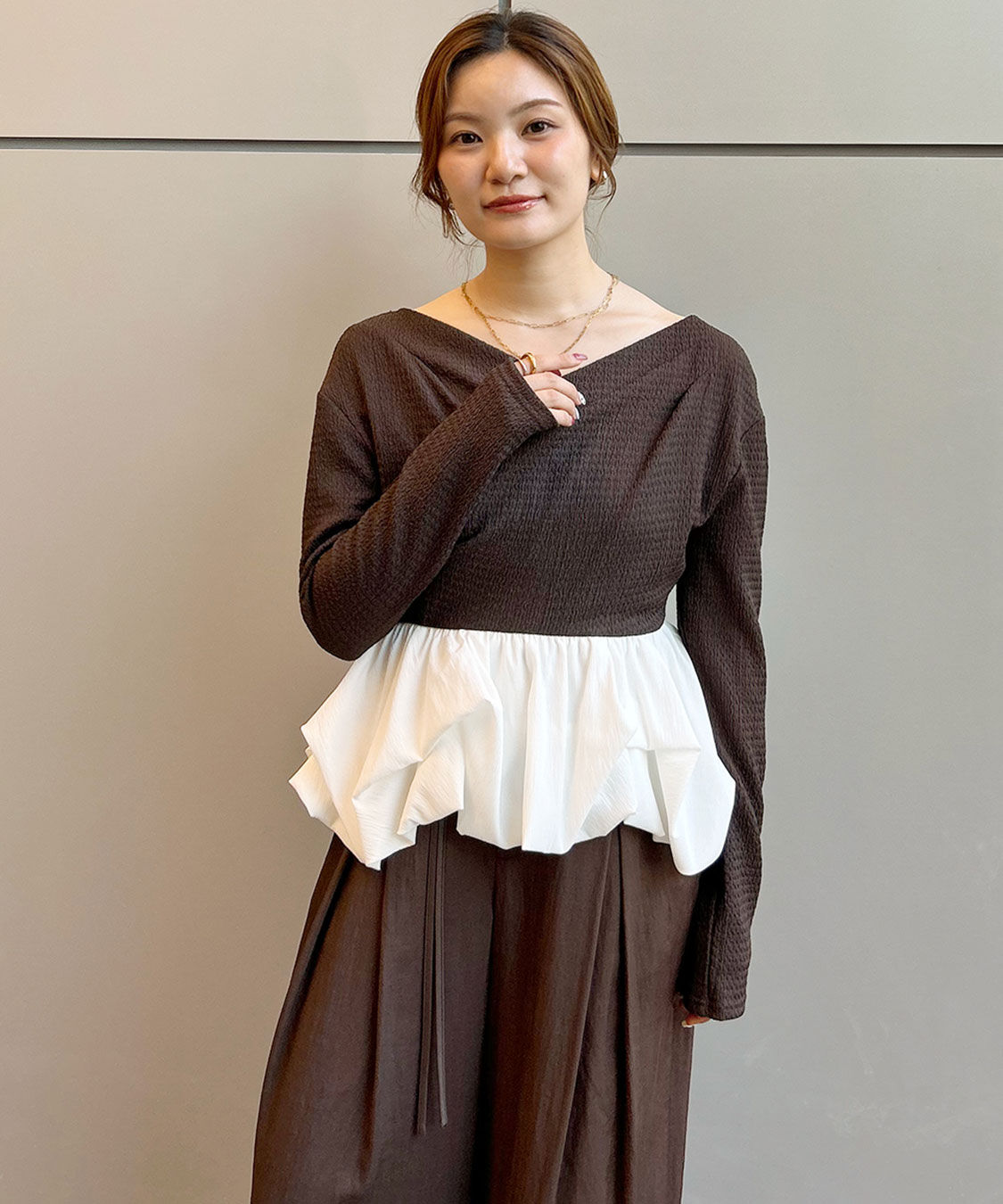 COCO DEAL「サテンクロスタックパンツ」|スラックス|