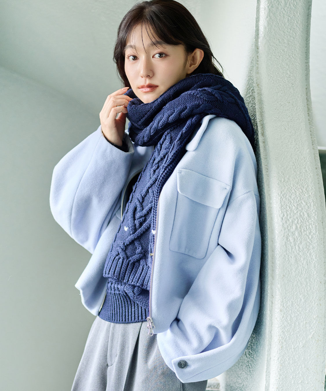 COCO DEAL「ハート刺繍ニットマフラー」|マフラー|
