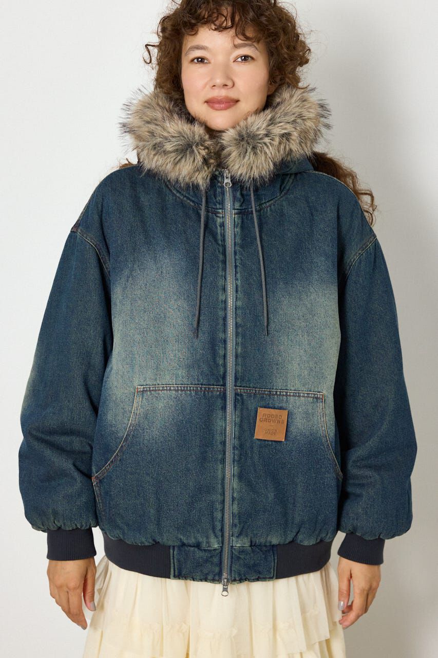 RODEO CROWNS「FUR HOODED ワークジャケット」|ブルゾン・スタジャン|