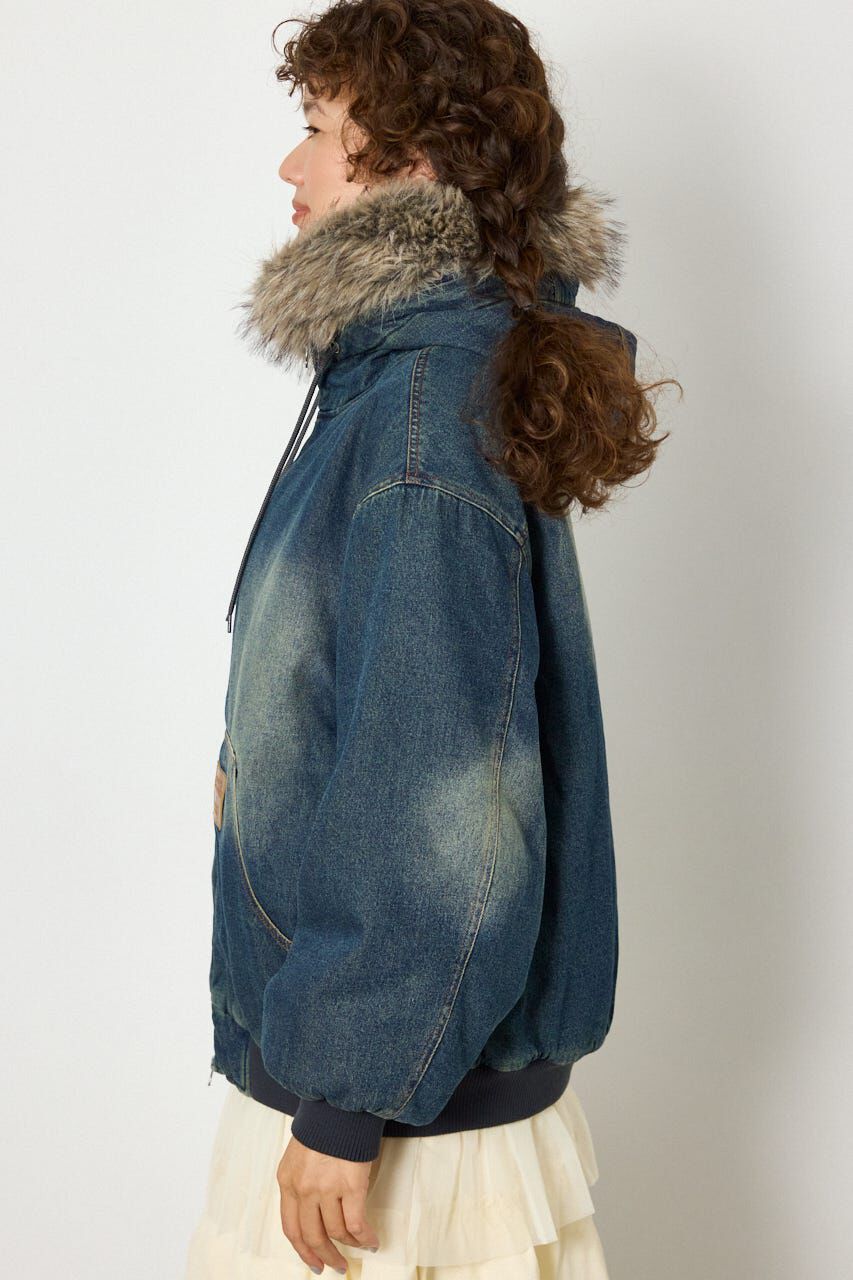 RODEO CROWNS「FUR HOODED ワークジャケット」|ブルゾン・スタジャン|