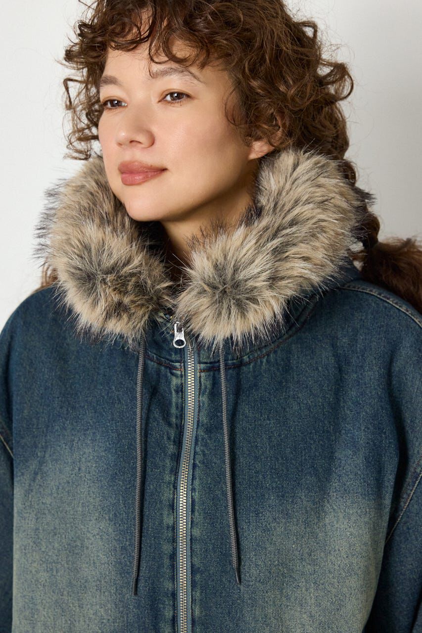 RODEO CROWNS「FUR HOODED ワークジャケット」|ブルゾン・スタジャン|