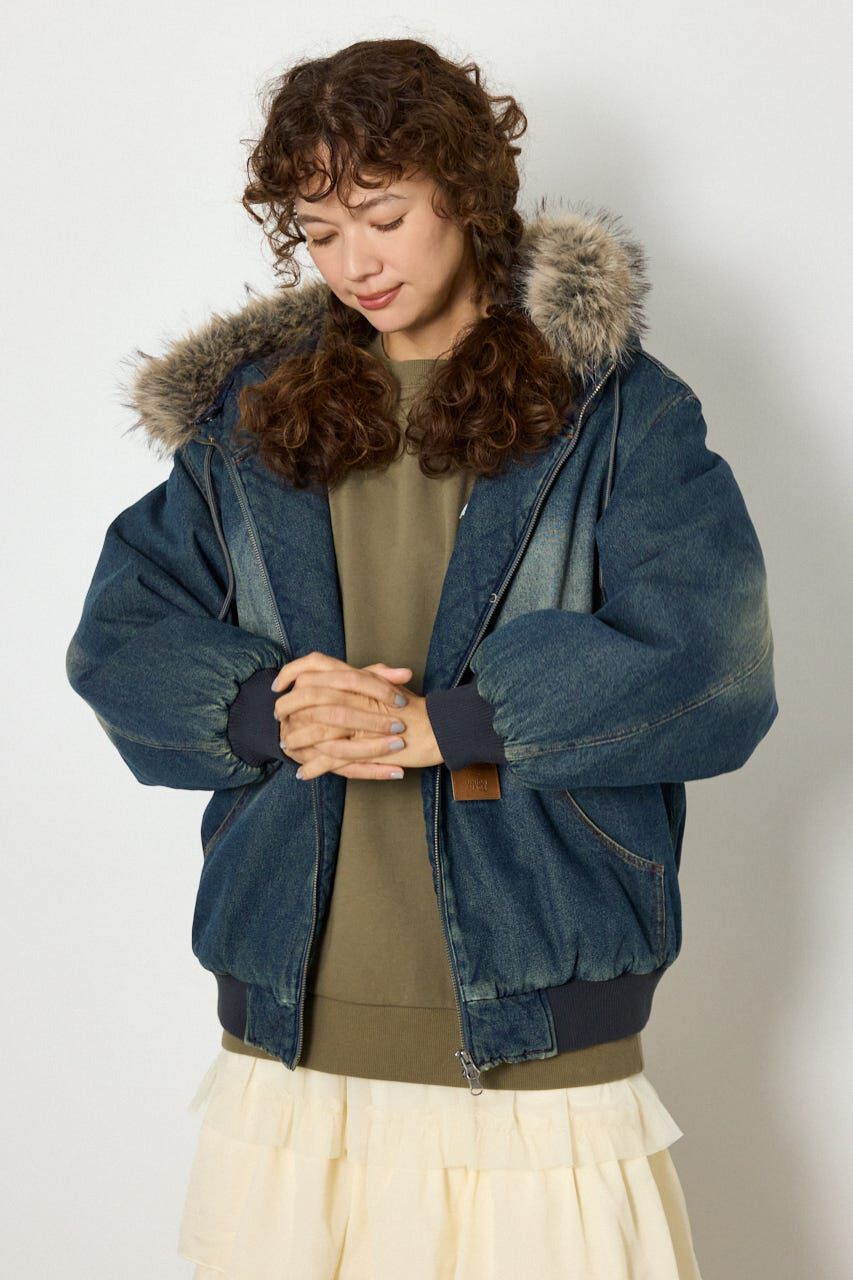 RODEO CROWNS「FUR HOODED ワークジャケット」|ブルゾン・スタジャン|