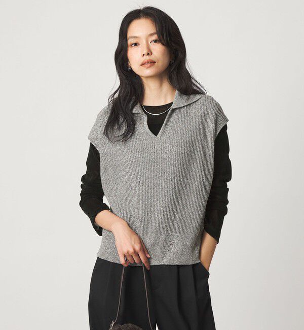 UNITED ARROWS green label relaxing「メランジ スキッパー ニット ベスト」|ベスト・ジレ|DK.GRAY