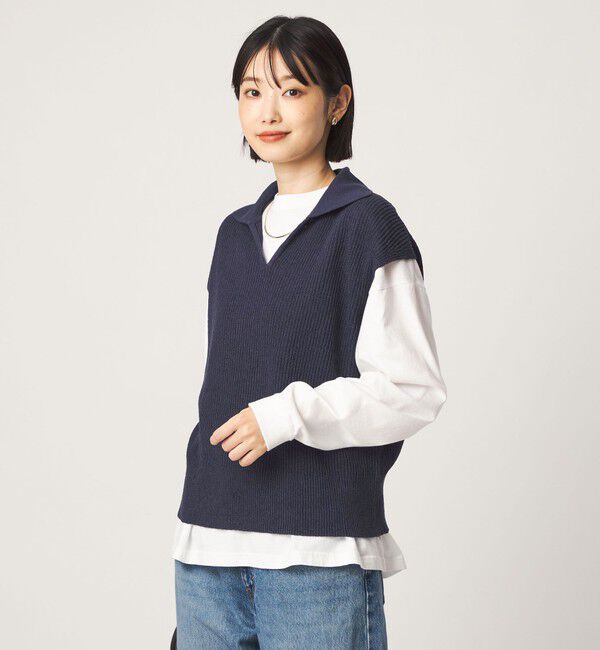 UNITED ARROWS green label relaxing「メランジ スキッパー ニット ベスト」|ベスト・ジレ|