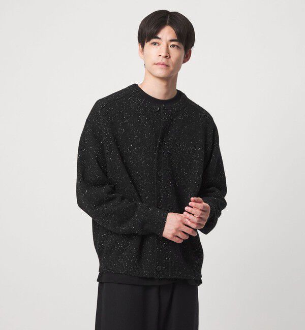 UNITED ARROWS green label relaxing「ウール ナイロン カラーネップ カーディガン」|カーディガン|BLACK