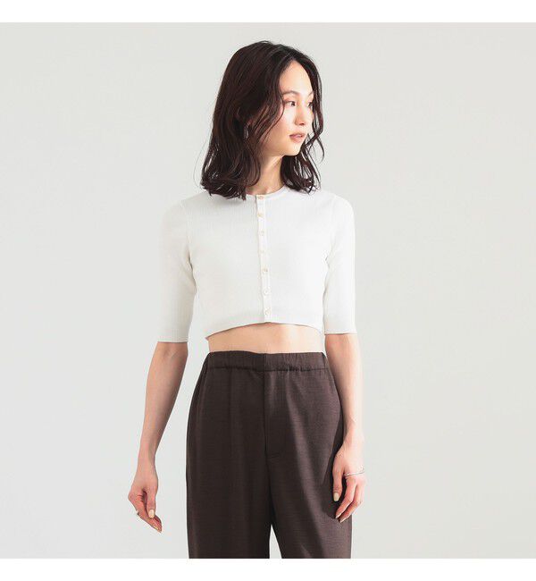 BEAMS SELECTION for WOMEN「AURALEE / GIZA HIGH GAUGE RIB KNIT SHORT CARDIGAN」|ニット・セーター|WHITE