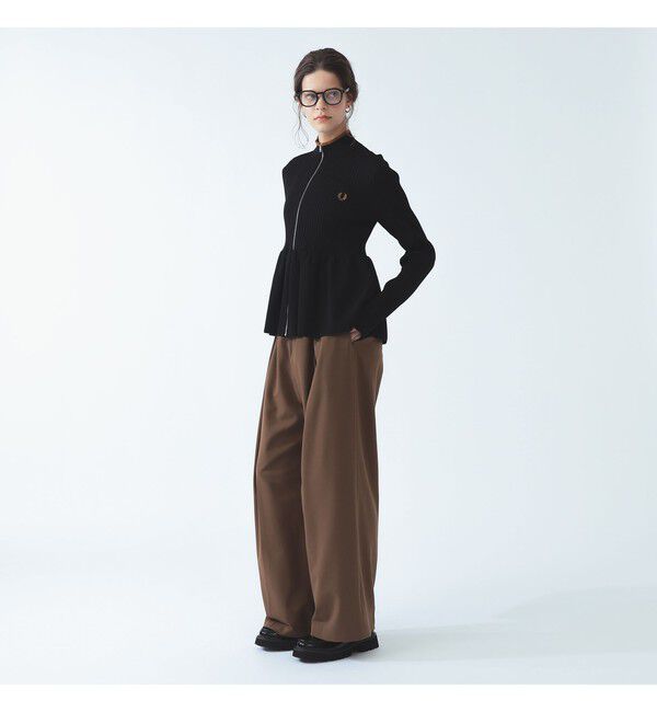 BEAMS SELECTION for WOMEN「FRED PERRY / ジップスルー ペプラム カーディガン」|ニット・セーター|