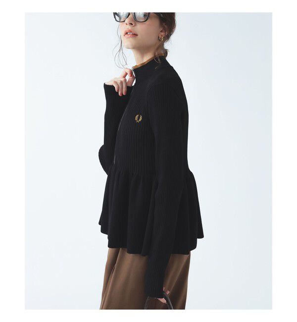 BEAMS SELECTION for WOMEN「FRED PERRY / ジップスルー ペプラム カーディガン」|ニット・セーター|