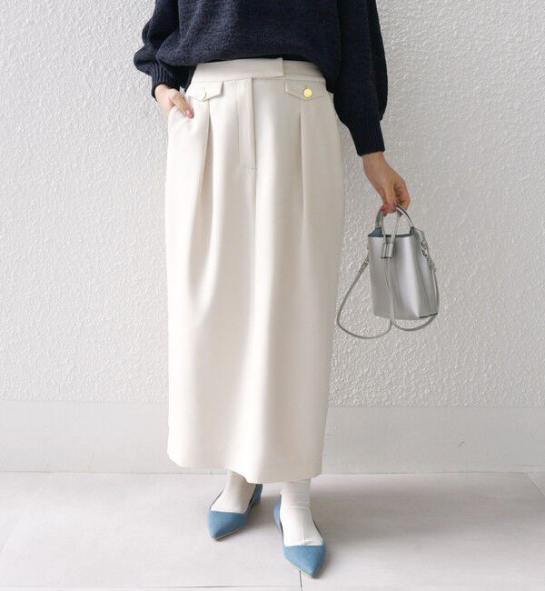 SHIPS any「SHIPS any:〈洗濯機可能〉ダブルクロス Iライン タック スカート［NAVY BLUE］」|スカート|