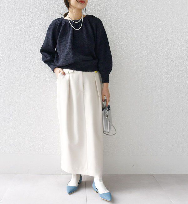 SHIPS any「SHIPS any:〈洗濯機可能〉ダブルクロス Iライン タック スカート［NAVY BLUE］」|スカート|