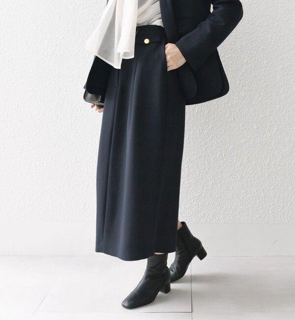 SHIPS any「SHIPS any:〈洗濯機可能〉ダブルクロス Iライン タック スカート［NAVY BLUE］」|スカート|