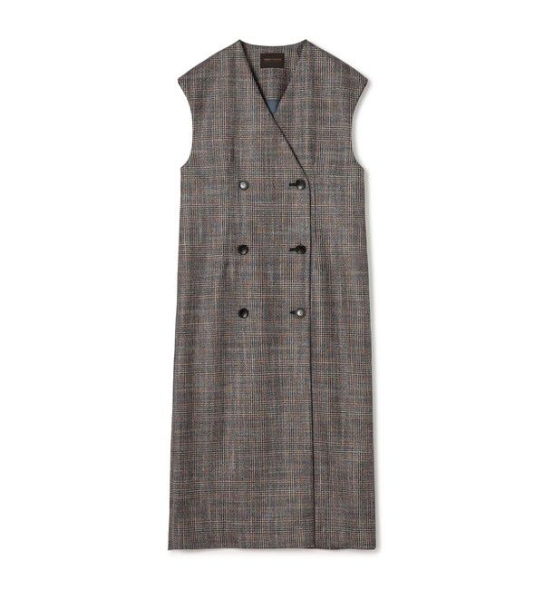 TOMORROWLAND collection「SILK AIR GLEN CHECK ジレワンピース」|ワンピース|66 ネイビー系