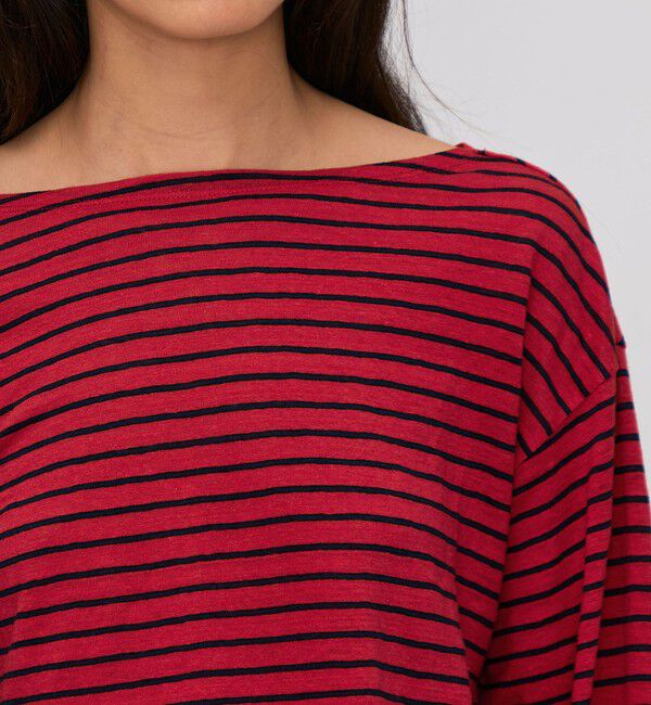 BACCA「リネンボーダー ネックドレープTシャツ」|Tシャツ・カットソー|