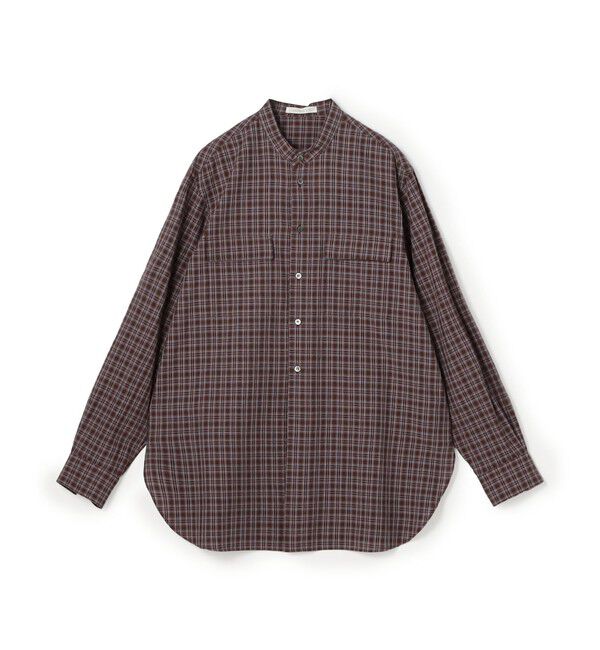 GALERIE VIE「コットンセルロースチェック バンドカラーシャツ」|シャツ・ブラウス|48 ブラウン系