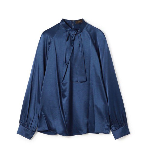 TOMORROWLAND collection「ウォッシャブルサテン フロントタイブラウス」|シャツ・ブラウス|65 ダークブルー