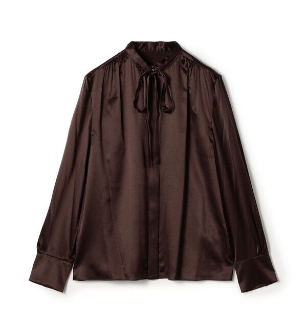 TOMORROWLAND collection「ウォッシャブルサテン ボウタイブラウス」|シャツ・ブラウス|49 ブラウン