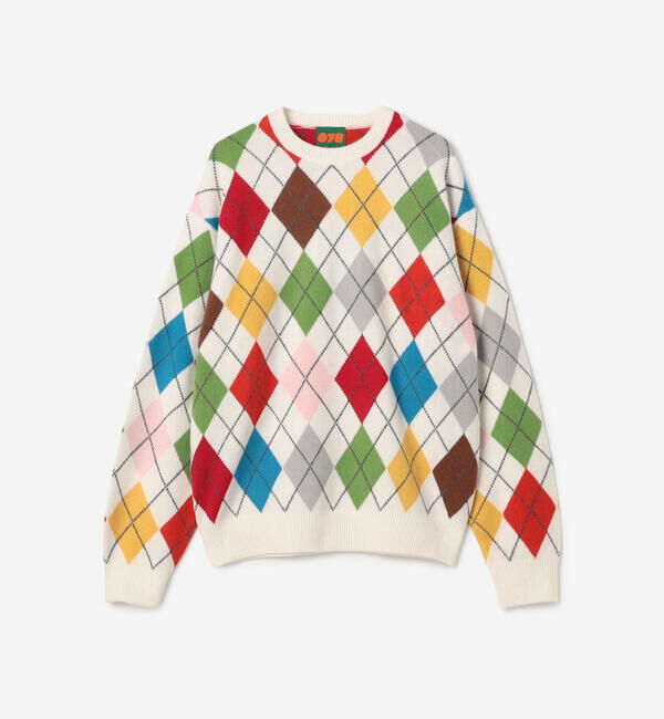 「078 CITE | アーガイル クルーネックニット MEN」|ニット・セーター|WHITE系1