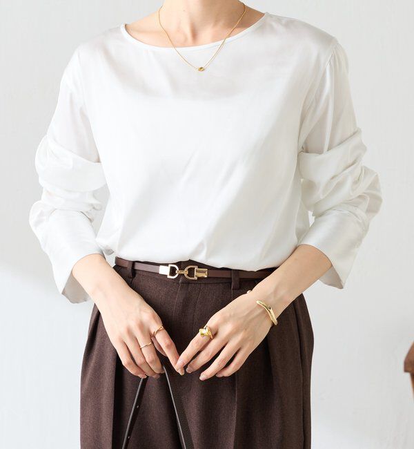  「【ロングシーズン使える】袖カフスデザインTブラウス」|シャツ・ブラウス|