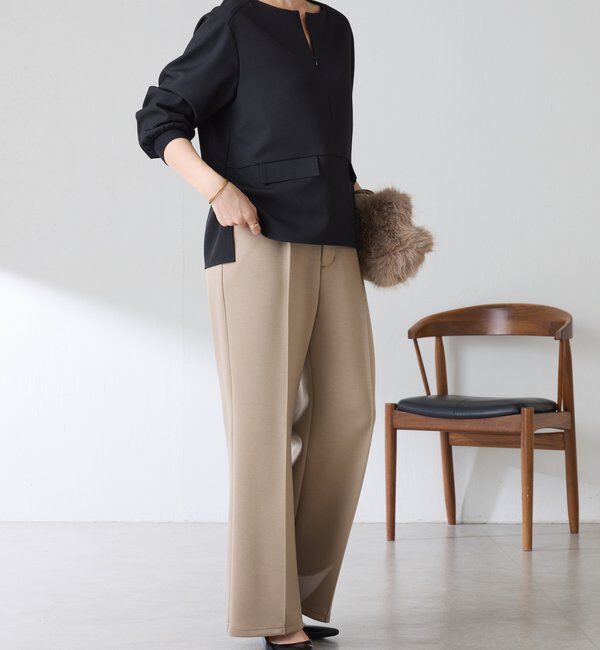  「【冬でも着れる】袖リブジップTブラウス」|シャツ・ブラウス|