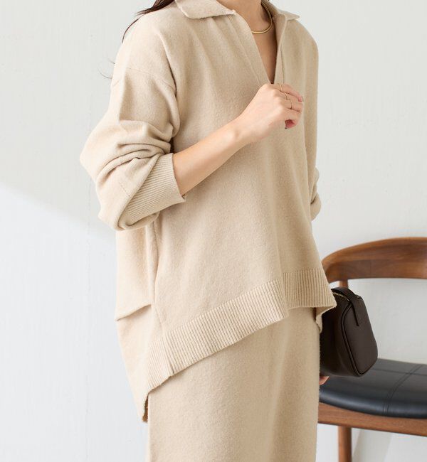  「【セットアイテム】衿つきスキッパーニットセットアップ」|ワンピース|