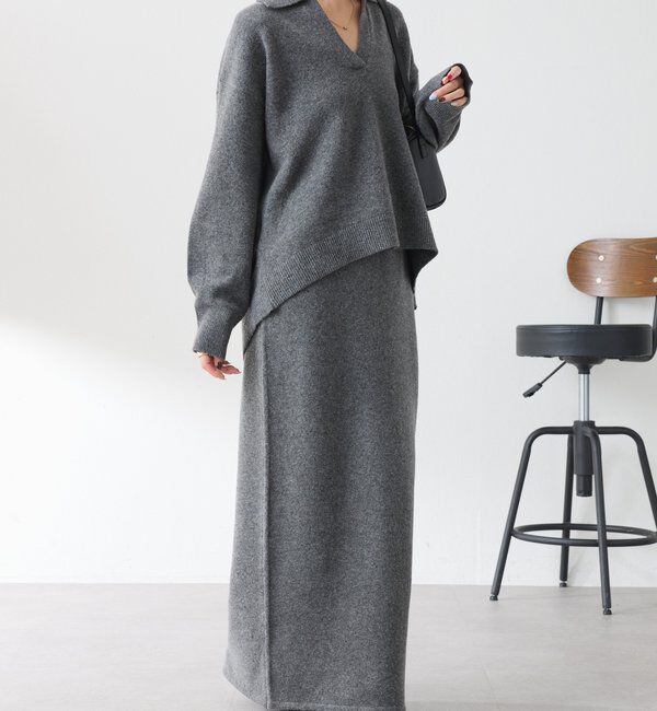  「【セットアイテム】衿つきスキッパーニットセットアップ」|ワンピース|