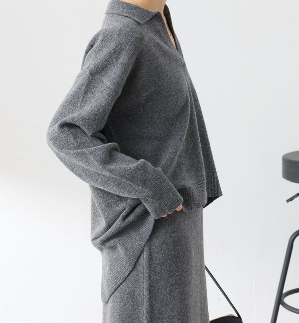  「【セットアイテム】衿つきスキッパーニットセットアップ」|ワンピース|