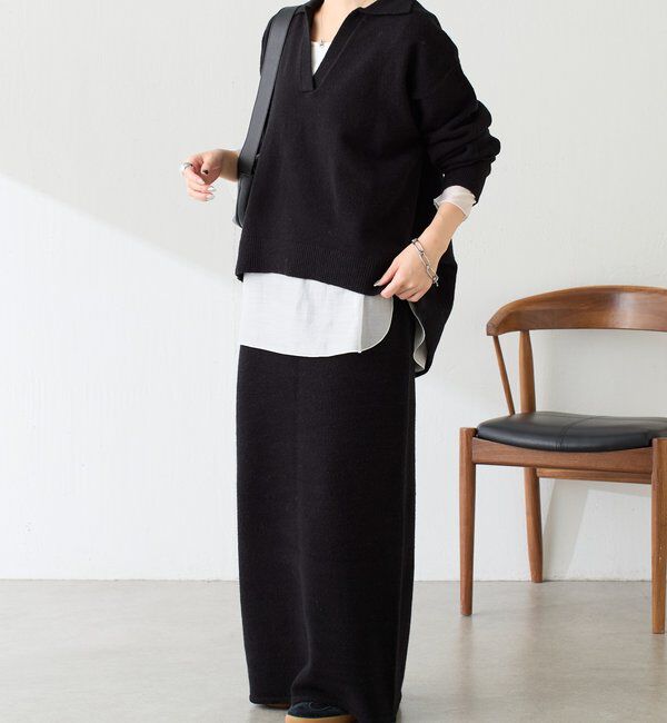  「【セットアイテム】衿つきスキッパーニットセットアップ」|ワンピース|
