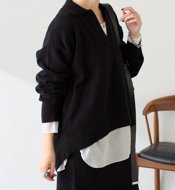  「【セットアイテム】衿つきスキッパーニットセットアップ」|ワンピース|