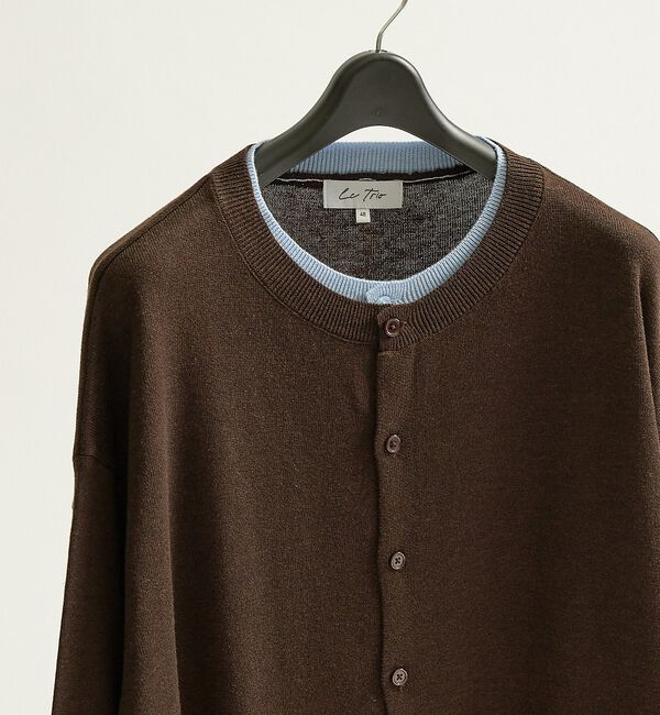 ABAHOUSE「レイヤード クルーネック カーディガン / バイカラーニット」|カーディガン|