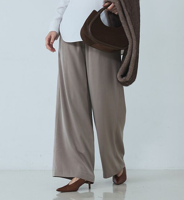 qualite「【セットアップ対応】ピーチサテンワイドパンツ」|その他|グレージュ