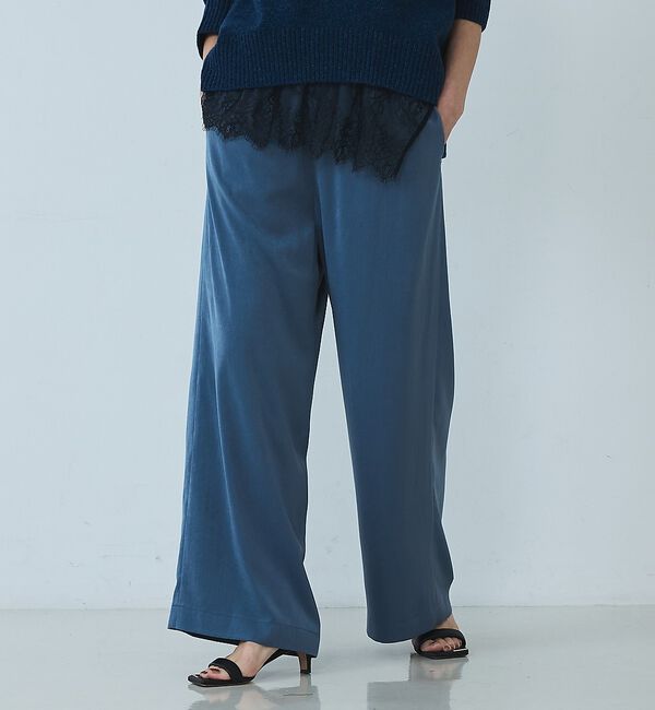 qualite「【セットアップ対応】ピーチサテンワイドパンツ」|その他|