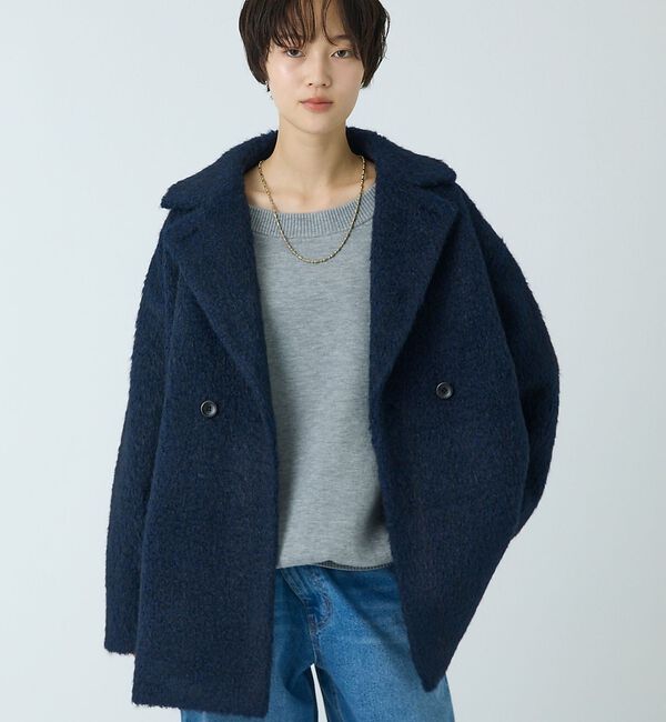 abahouse mavie「シャギーコート」|ピーコート|ネイビー