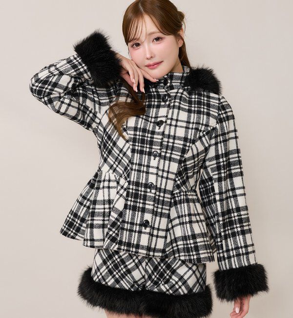 one after another NICE CLAUP「【セットアップ可能】フェイクファーペプラムコート」|その他|