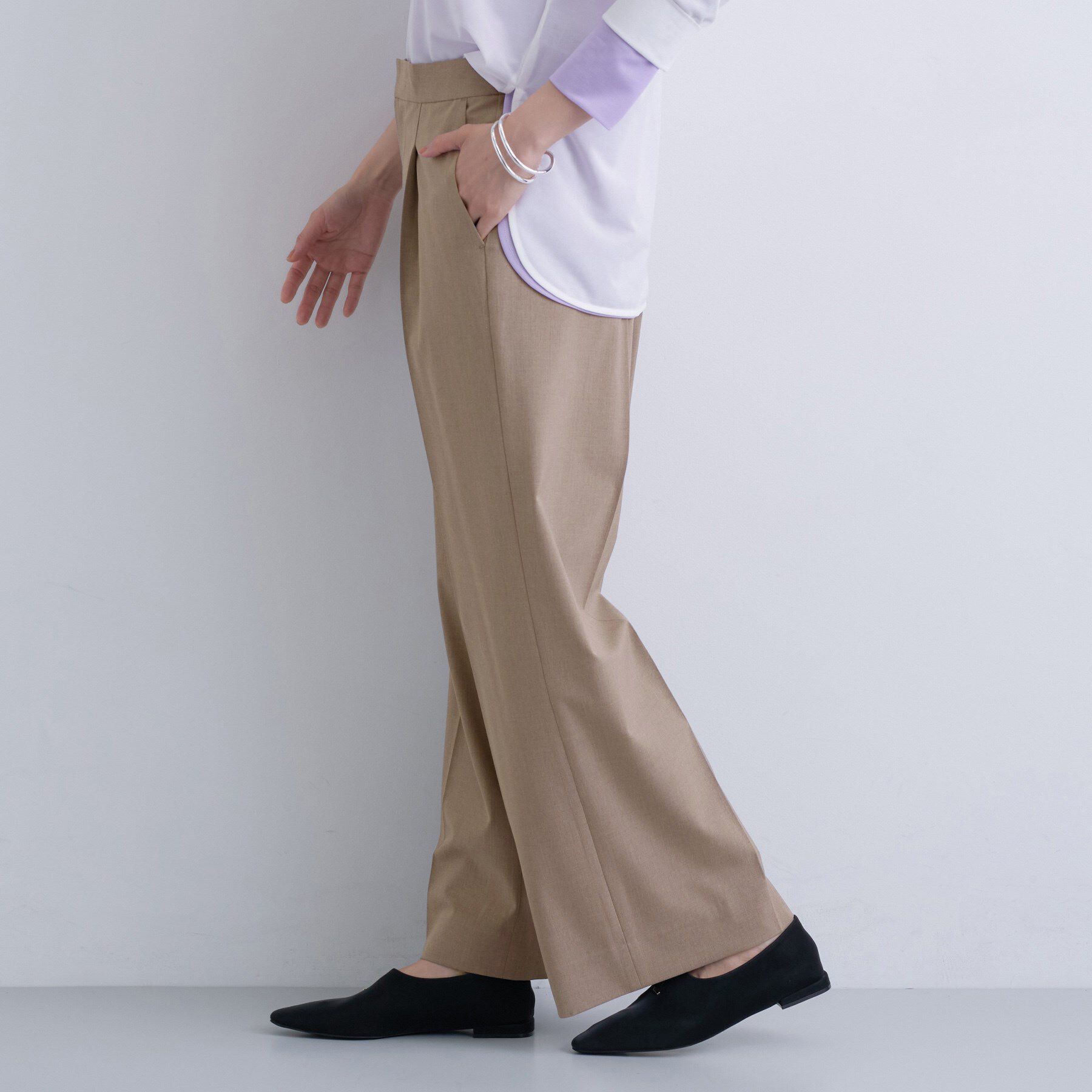 INDIVI「【褒められパンツ】ワンタックワイドパンツ」|その他|