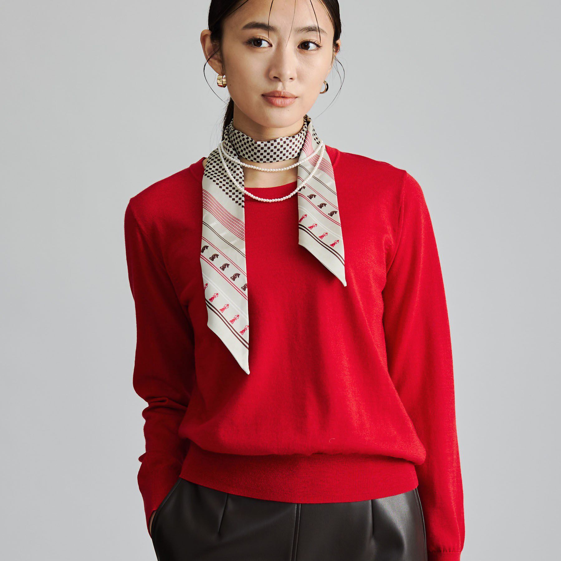 INDIVI「【上品な光沢感】エクストラファインウール クルーネックニット」|ニット・セーター|