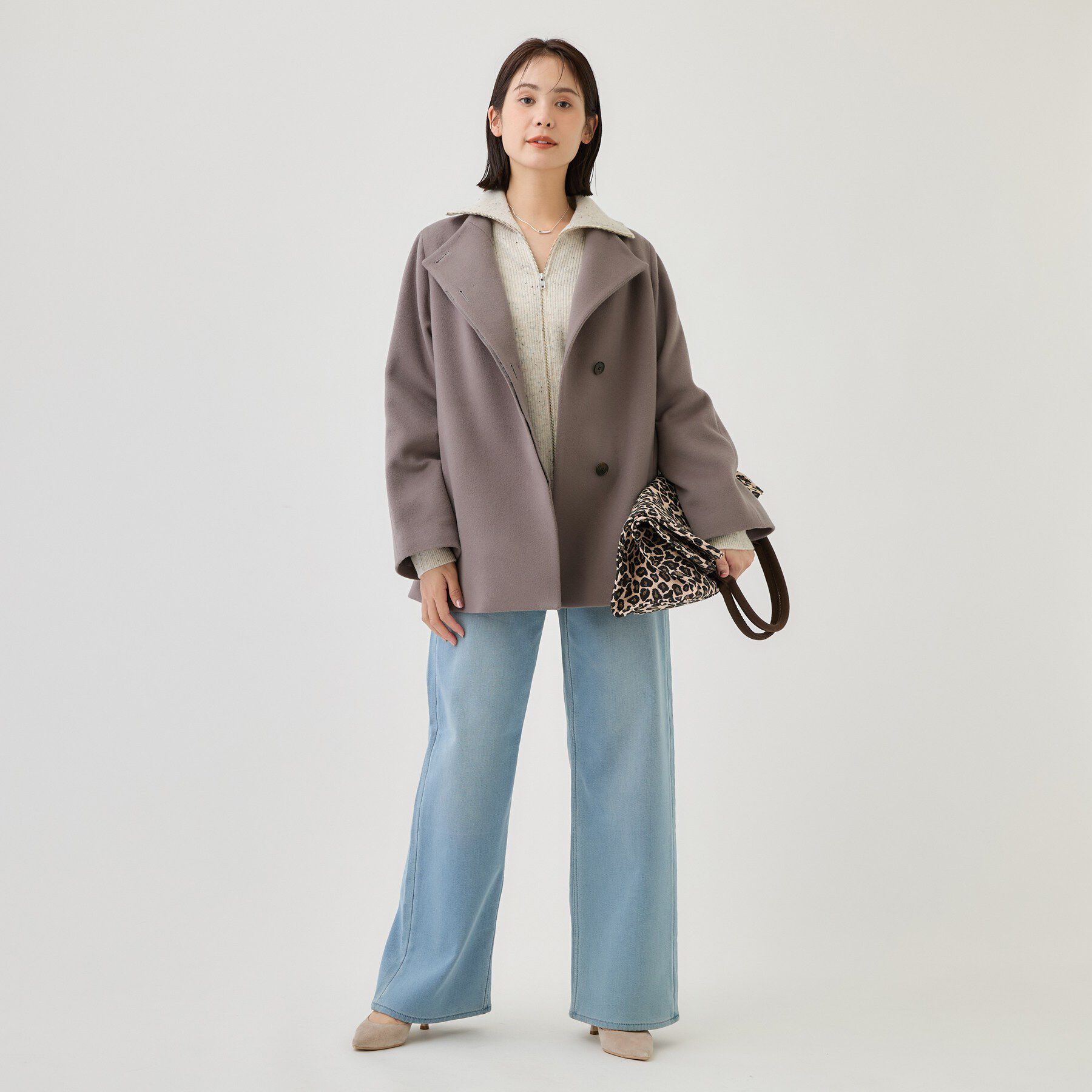 INDIVI「【ウールブレンド／日本製】スタンドカラー上品ミドル丈コート」|その他|