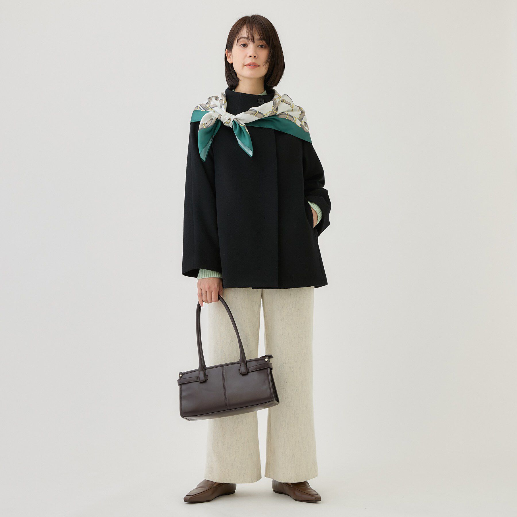 INDIVI「【ウールブレンド／日本製】スタンドカラー上品ミドル丈コート」|その他|