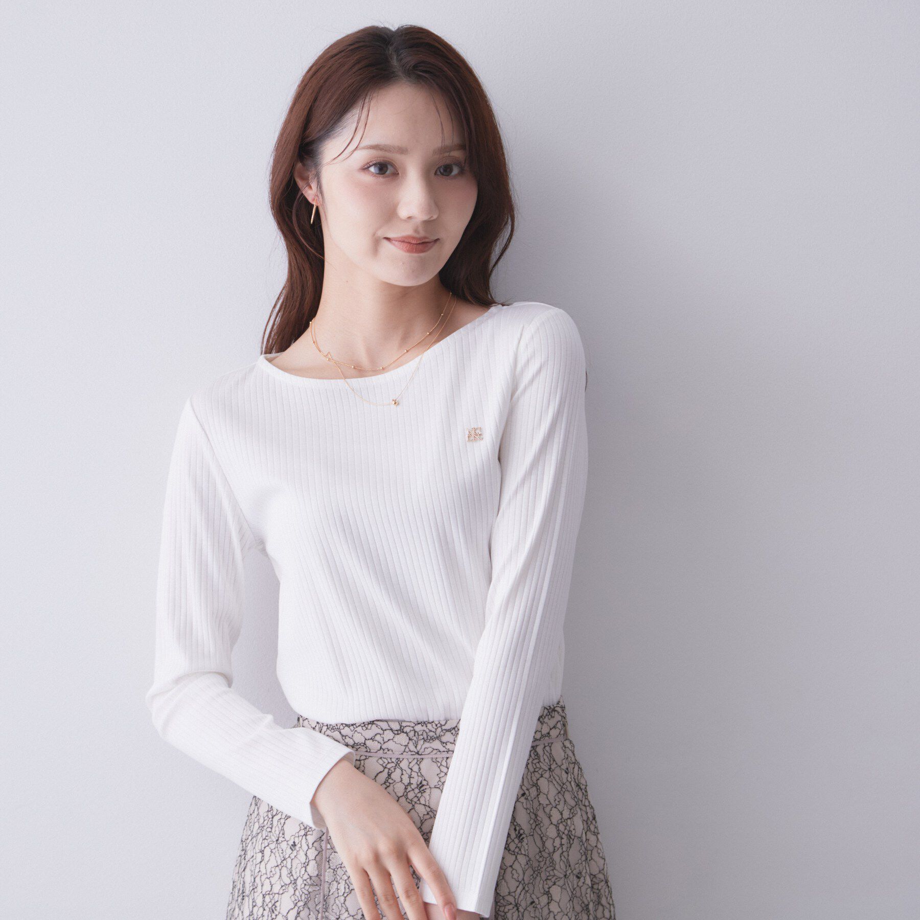 index「【接触冷感／UVケア】テレコボートネックトップス《洗濯機OK》」|Tシャツ・カットソー|オフホワイト(003