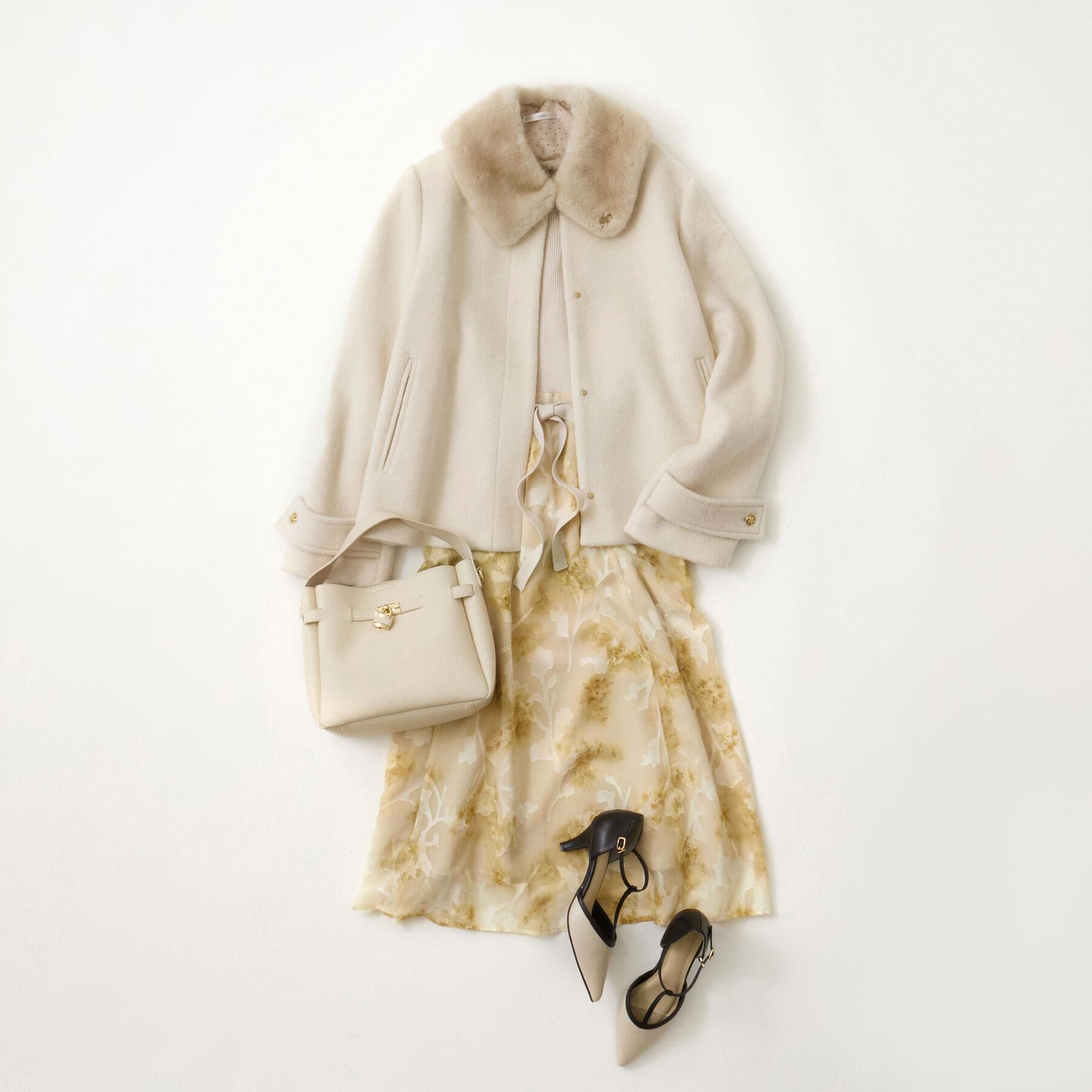 index「【植草美幸先生が指南する好印象スタイル】フラワージャカードドッキングニットワンピース≪洗濯機OK≫」|ワンピース|