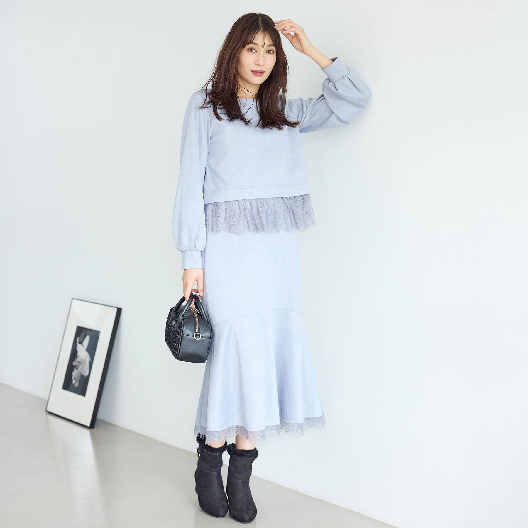 index「スウェード裾レーストップス【洗濯機OK】」|Tシャツ・カットソー|