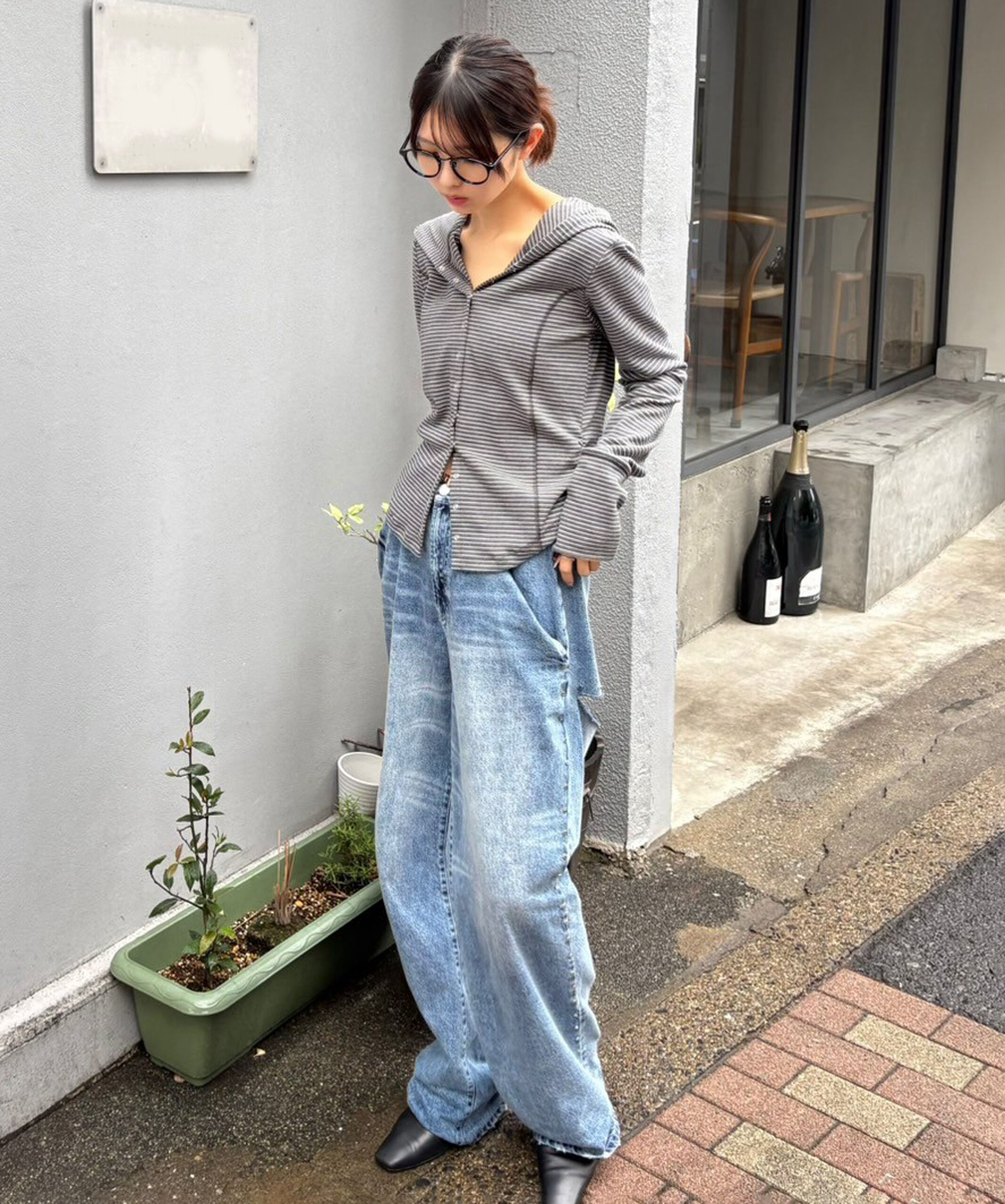  「テレコドットボタンフーディーカーディガン」|Tシャツ・カットソー|