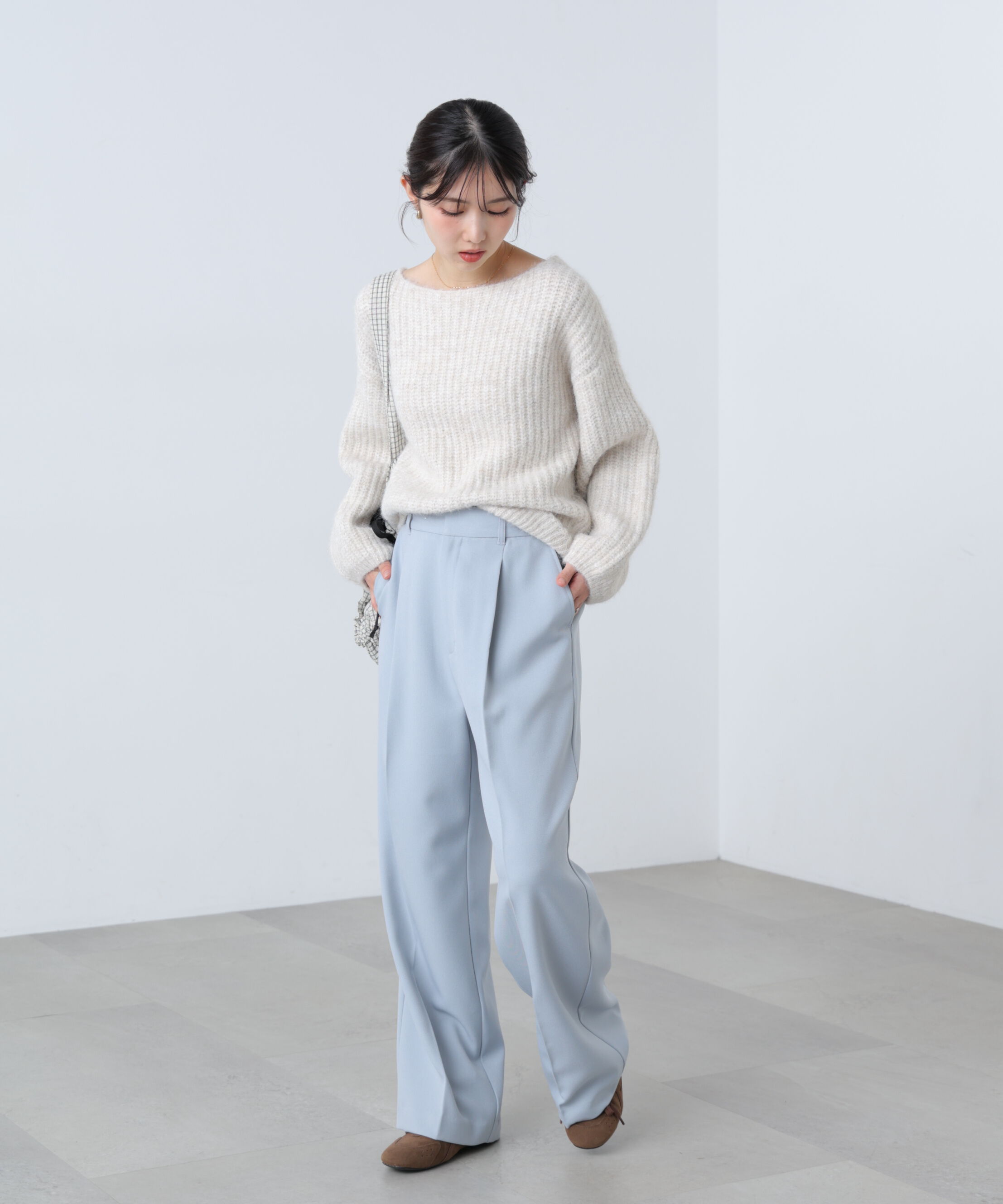  「ｳｰﾙ調ﾜﾝﾀｯｸﾜｲﾄﾞﾊﾟﾝﾂ[切らずに履ける身長別ｻｲｽﾞ/低  」|その他|