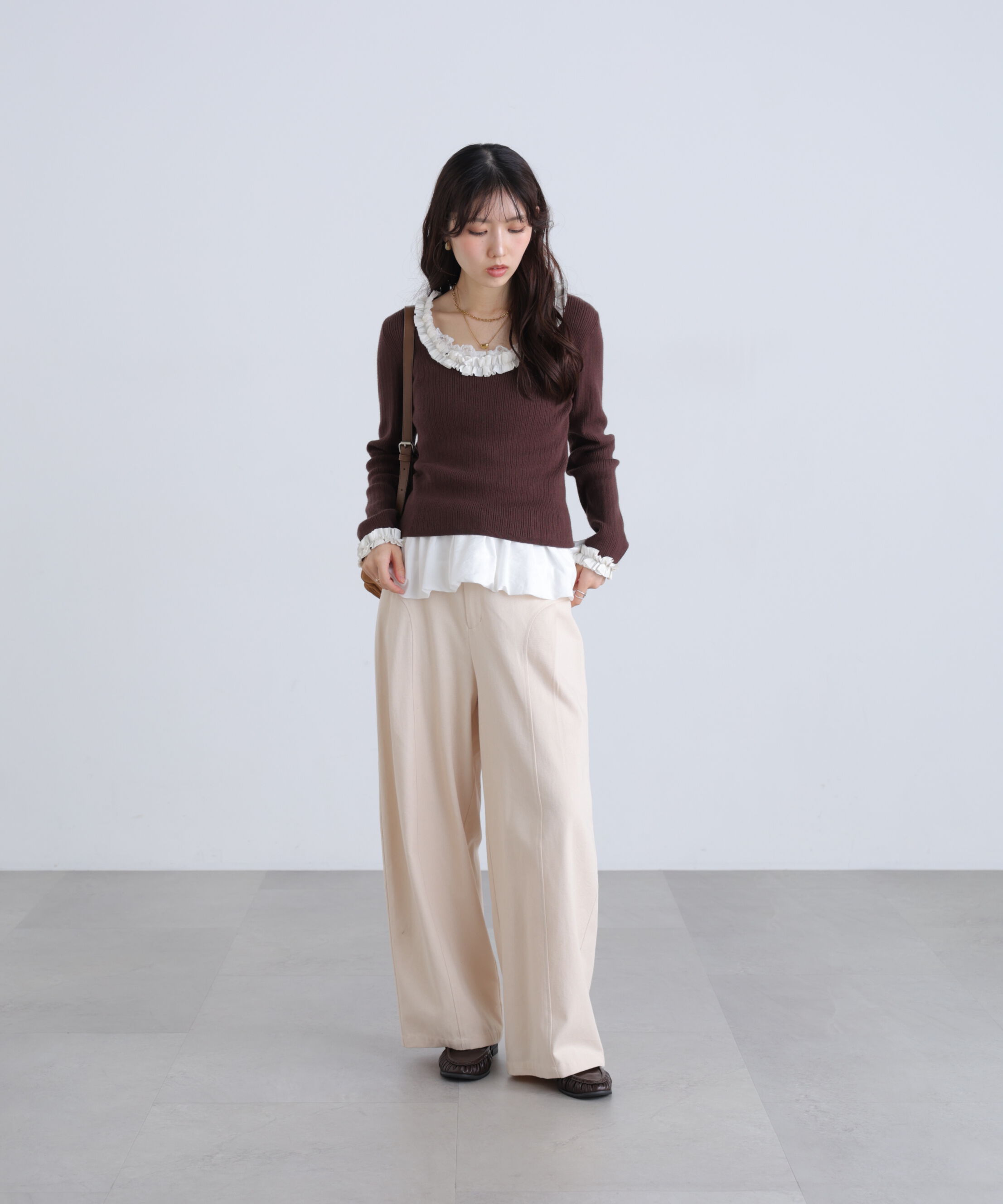  「ベルト付きワイドタックパンツ」|その他|