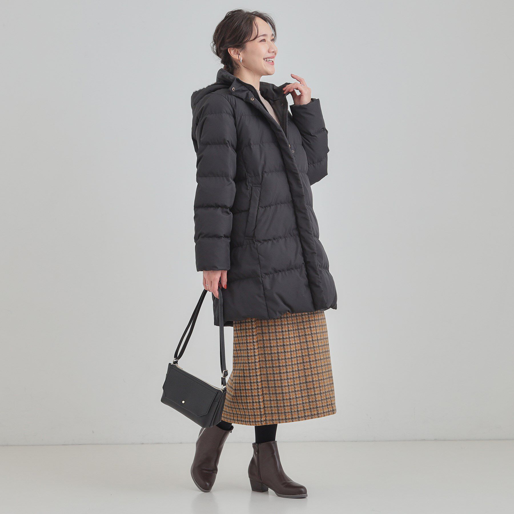 SHOO･LA･RUE「【洗濯機可/撥水】フェイクファーフード ロングダウン」|ダウン|