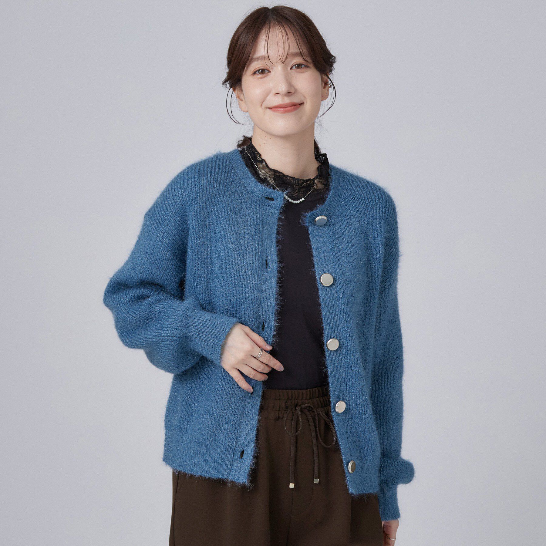 SHOO･LA･RUE「【S-LL】ゆるもこ シャギーニットカーディガン」|カーディガン|